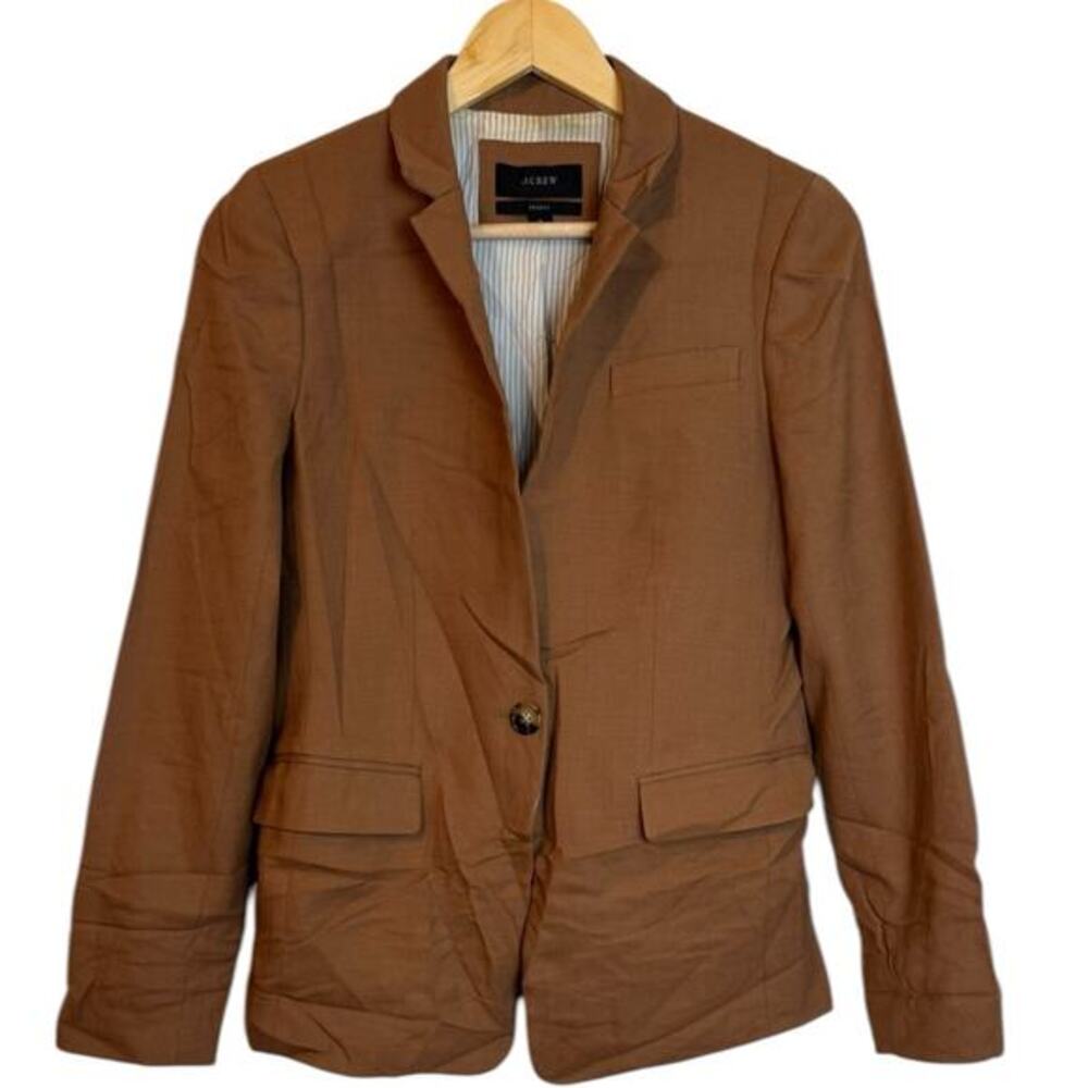 J Crew Women’s Regent Blazer Wool Flannel Brown Size 2 B0323